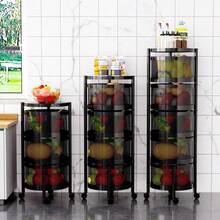 Hodeffior Kitchen Storage Cart With Wheels, 5-Tier Kitchen Shelf With Rotating Fruit Basket, Carbon Steel Multi-Layer Vegetable Rack, Rolling Storage Cart For Kitchen, Office, Bathroom - Black-5 Tier - View 4