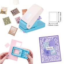 1.5x1.5英寸大号方形印章打孔器，方形杠杆式工艺打孔器，适用于纸艺、剪贴簿、DIY卡片制作和其他艺术工艺用品 - 彩色 - 查看 2