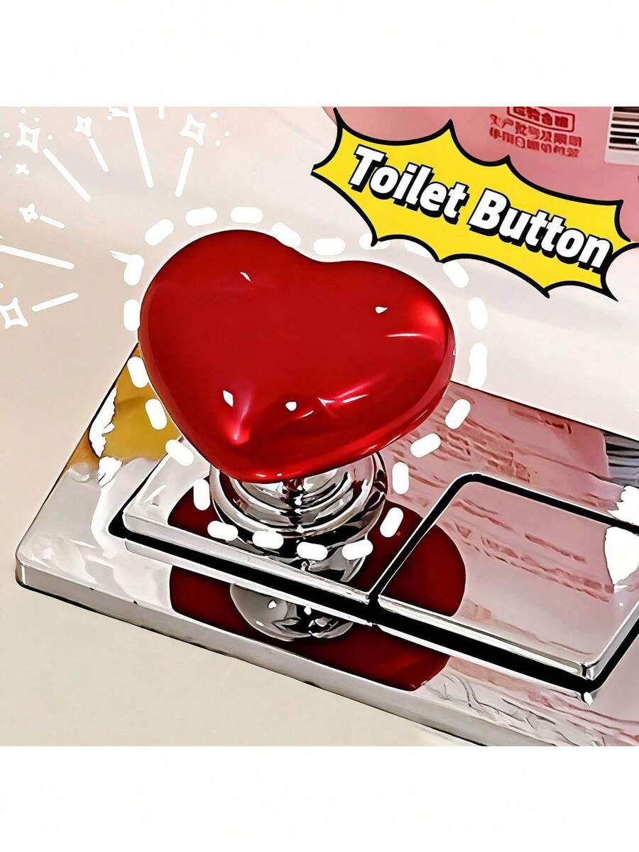 1 pieza Botón de descarga del inodoro con forma de corazón, dispositivo de asistencia para descarga del inodoro amigable con las uñas, elemento romántico adecuado para el Día de San Valentín y otras festividades (Puede haber una ligera diferencia de color entre el producto y el artículo real debido a la iluminación durante la filmación, se recomienda discreción para aquellos que estén preocupados) - Multicolor - Ver 1