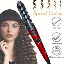 女士螺旋卷发棒 - 360°旋转卷筒，30秒快速卷发，小巧便携设计，打造自然卷发和波浪卷发的理想之选，也是一份绝佳的礼物。卷发棒、造型工具、时尚造型器，母亲节、情人节、复活节礼物