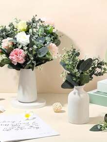 12pcs Artificial Eucalyptus Leaves Branches, Mixed Fake Eucalyptus Sprigs With Berries, Suitable For Flower Arranging, Wedding Bouquet Decor, Bouquets, Home Floral Decoration, Floral Arrangements, Faux Plants With White Seeds For Wreaths, Bouquets, Tabletop Decor, Garden Decor, Room Decor, Valentine's Day, Galentine's Day And More. - Green - View 6