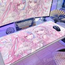 Anime Kawaii Girls PC Gaming Mouse Pad Pink Best Friend Computer Office Accessories Large Gamer Non-Slip Keyboard Expansion Pads - RT-1 - Xem 2