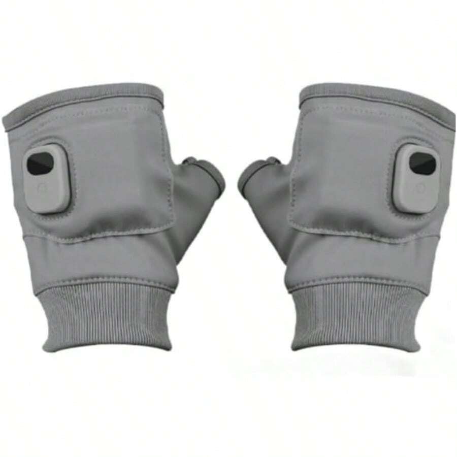 Genérico Heated Fingerless oves for Women Guantes Calefactados Sin Dedos con USB - Guantes Térmicos Ajustables 3 Niveles Pantalla Digital Unisex para Trabajo Exterior Ciclismo y Ski - Gris - Ver 1