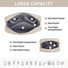 MAGEFY Bolsa de Maquillaje para Monedero Bolsa de Cosmeticos Pana Linda Bolsa de Cosmeticos para Mujer - PequeoGrandeBeige2pcs - Ver 2