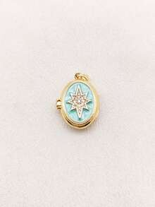 1pc Unique European & American Niche Design High-End Creative Fashion Colorful Drip Oil Photo Box Copper Gold-Plated Pendant Jewelry For Women - Multicolor - View 5