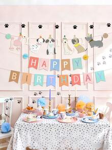 宠物狗主题横幅，生日快乐横幅，狗狗生日背景，彩色装饰，适用于宠物周年纪念、狗狗生日派对、家居装饰、幼犬派对装饰 - 彩色 - 查看 4