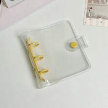 1pc A8 Transparent 3-Ring Binder, Cute Macaron Colored Loose Leaf Ledger, With Snap Button Soft Leather Surface Loose Leaf Notebook And Sticker Book, FEINIBOOK, Transparent Inner Page Replacement Core, Made Of Pp Material, Small Size, Large Capacity, Easy To Carry, Suitable For Diy Sticker Books, Hand Books, Or Placing Photo Cards, Photos, Small Objects, Etc. Of Idol Fans - Clear - View 10