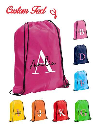 Zaino con coulisse personalizzato con iniziale e nome, borse sportive, da nuoto, fitness e doposcuola con nome stampato per adolescenti, zaino con coulisse, zaino fitness, borsa fitness con coulisse, zaino per giovani, borsa da nuoto, borsa da spiaggia, adatto per fitness, viaggi, sport, zaino sportivo per il ritorno a scuola