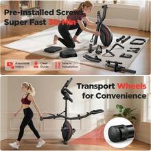 FEIERDUN Folding Exercise Bike, 5 IN 1 Stationary Bikes For Home 6.6 LBS Flywheel, 330LB Weight Capacity Back Support Cushion Indoor Workout Cycling Bike For Home Gym - 黑紅 - 查看 7