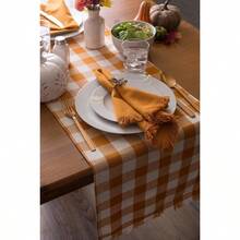 DII Camino de Mesa Camino de Mesa 35.5x274.3 cm Pumpkin Spice Checker Table Runner 14x108 1 1 - Comprobador de especias de calabaza - Ver 6