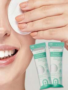 100/50/5片装奢华化妆棉，用于面部清洁和卸妆，低致敏性且不含杂质（包装可能有所不同）