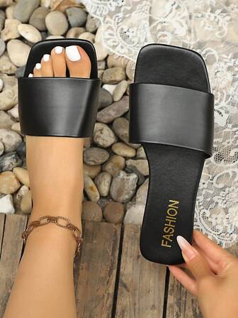 Papuci de damă cu vârf deschis și fund moale, casual și la modă