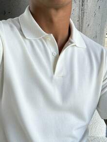 GRDR 男士短袖 Polo 针织衫，秋冬季叠穿休闲通勤套头衫 - 白色 - 查看 3