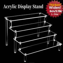 1 قطعة رف عرض متعدد الطبقات من الأكريليك، رف تخزين أكريليك متعدد الوظائف للمكتب، مناسب لعرض التماثيل والعطور والمستحضرات التجميلية والإكسسوارات وغيرها. رف عرض تخزين المنزل، رف عرض المجوهرات والمستحضرات التجميلية، رف تخزين شفاف متعدد الطبقات، حامل كعكة، رف عطور - شفاف - مشاهدة 2