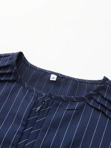 2024 New Men's Summer Solid Color 2-Piece Set, Long Sleeve Round Neck Striped Business Shirt And Casual Pants Suit - Royal Blue - View 5