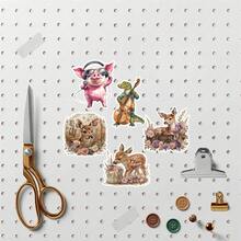 19 pièces/set Autocollants thème forêt mignonne avec cerfs à l'aquarelle, oiseaux d'automne vintage. Comprend des motifs floraux. Convient pour les journaux, la décoration de cahiers, d'albums et de téléphones. - Grille - Voir 5
