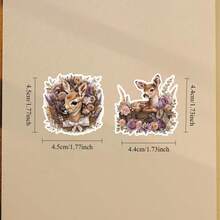 19 pièces/set Autocollants thème forêt mignonne avec cerfs à l'aquarelle, oiseaux d'automne vintage. Comprend des motifs floraux. Convient pour les journaux, la décoration de cahiers, d'albums et de téléphones. - Grille - Voir 3