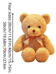 1 件泰迪熊毛绒玩具填充动物熊枕头娃娃适合女孩、节日生日礼物 - 棕色 - 查看 8