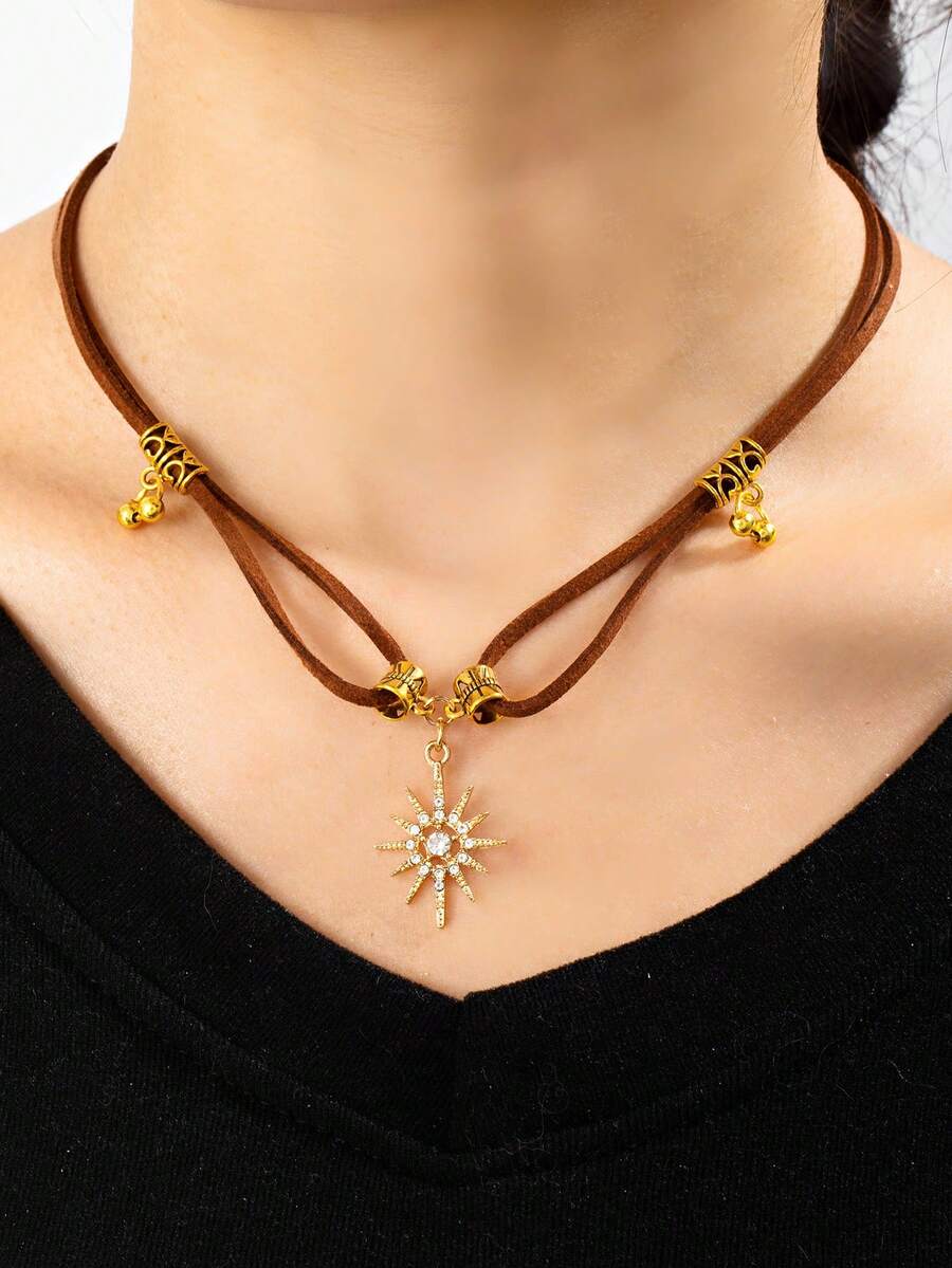 1pc Bohemian, Punk, Hip-Hop, Western, Sunflower Necklace, Retro Fashion Accessory - Multicolor - View 1