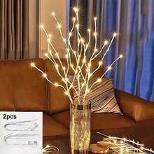 2 szt. 27,95-calowe dekoracyjne lampki LED z gałęzi brzozy, idealne na Halloween, do dekoracji domu, na ścianę, do sypialni, na prezent z okazji ukończenia szkoły, do ogrodu, na Boże Narodzenie, do pokoju, salonu, na stół jadalny, do wazonu, na wesele, do ogrodu, na imprezę, na prezent, na podwórko, na kolację, do baru