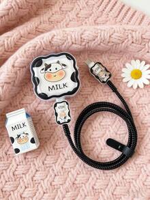 5pcs Cute Cow Wave Edge Charger Protector Covers, Compatible With Apple 40W Charger, 17/17 Pro/Pro Max Charging Cable Protection
