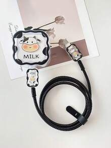 5pcs Cute Cow Wave Edge Charger Protector Covers, Compatible With Apple 40W Charger, 17/17 Pro/Pro Max Charging Cable Protection