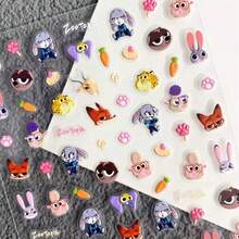 1 Set/2pcs Cute Rabbit Officer 3D Nail Art Stickers, Custom Embossed 3D CCD Camera Keycaps DIY, New Year Gift, Valentine's Day Gift, Easter Gift - Multicolor - View 3