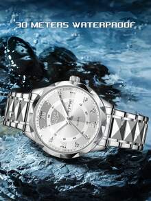 Đồng hồ nam LIGE mới, thời trang, chống nước, dạ quang, máy quartz, hiển thị ngày, lịch, cửa sổ nhỏ, đồng hồ nam đeo hàng ngày, đồng hồ công sở. - Bạc - Xem 8