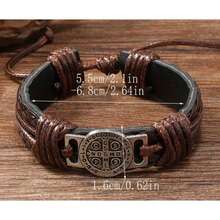 TendenciaSan Benito Pulsera de Cuero para Protección contra Malas Vibras Conjuros Hechicerias Energias Negativas, Brujerias Pulsera Religiosa San Benito Abad Patrono contra MaleficiosCalidad premium
