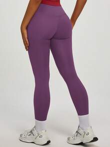 Soyun Bộ liền thân và quần legging không đường may dành cho nữ, không có đường may khó chịu, có túi sau, phù hợp cho thể thao, yoga, tập gym và các dịp khác. - Màu tím - Xem 3