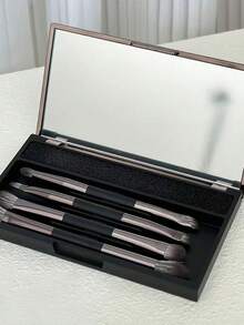 5 piezas Brochas de maquillaje, Brocha de maquillaje de doble extremo, Brocha de base, Brocha de rubor, Cerdas suaves, Brocha de base sin rayas, Brocha de maquillaje multiusos, Aplicación rápida, Apta para viajes, Adecuada para principiantes