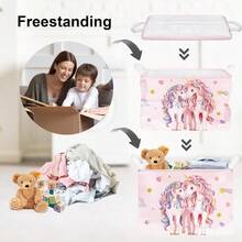 Clastyle 45L Cesta Ropa Sucia Animales Dinosaurios Hs Verde Lindo Cestos Almacenaje Juguetes s Plegable Redonda de Dormitorio 36x45 cm