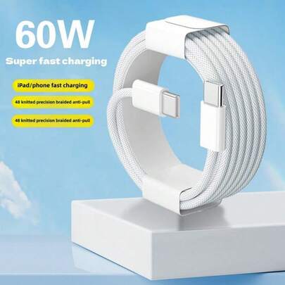 Cable de carga rápida USB‑C compatible con iPhone 17/16/15. Cable de datos de carga USB‑C a tipo C (cable trenzado de nailon de 10,16 m/19,74 m/3 m) para uso en interiores, exteriores, viajes y coche. Carga rápida. Compatible con iPhone 17/16/15/Pro/Pro Max/iPad y Android.