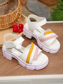 1 Pair Fashionable & Beautiful Girls' Single Strap Anti-Slip Thick Sole Sandals, Stylish & Atmospheric, Suitable For Outdoor Wear In Summer - Multicolor - View 5