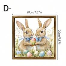 New Easter Bunny Decor, Suitable For Office, Bedroom, Cafe, Farmhouse Style Wall Decoration, With Rabbit Latte Art, Carrots And Easter Eggs - Wood Panel Painting - View 13