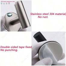 1pc Self Adhesive Hooks Robe Towel Hangers Wall Coat Clothers Racks Holder Keychain Hanger Rustproof 304 Stainless Steel Shower Hook Bathroom Accessories Kitchen Organizer - 黑色 - 查看 6