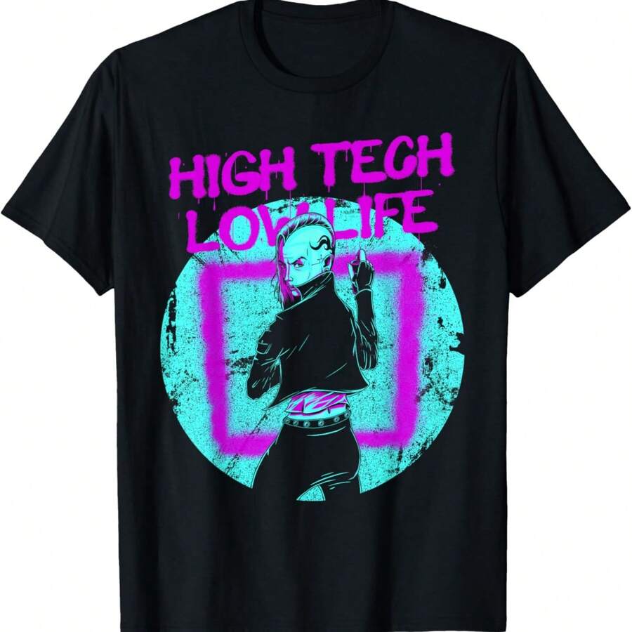 Cyberpunk High Tech Low Life  Aesthetic Futuristic T-Shirt - Negro - Ver 1