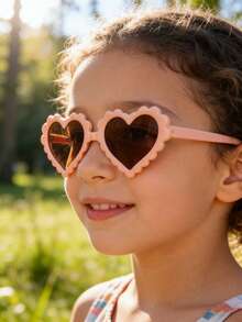 4 件/套新款儿童眼镜，包括可爱白色花朵眼镜、白色猫耳眼镜、清新雏菊儿童眼镜和粉色心形眼镜。 - 彩色 - 查看 3