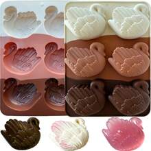 1 Set Valentine's Day Swan Silicone Mold (1pc), 6-Cavity Swan Shaped Soap Mold, Valentine's Day Swan Chocolate Cake Mold, Baking Tray, Suitable For Valentine's Day Candles, Jelly, Pancakes, Cakes And Desserts, Gift Set - Multicolor - View 1