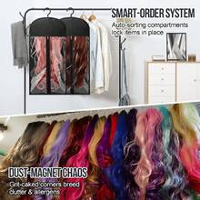 10 Pack Hair Extension Holder With Hanger, Wig Storage Bags With Zip, Dust-Proof Storage Organizer For Multiple Wigs, Portable Non-Woven Transparent Dust Cover For Wigs & Accessories Home Salon Travel Use (Black) - Black - View 9