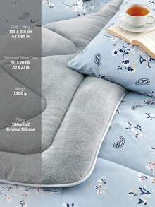 Made In Turkey – 4-Season Reversible Quilt Set – Single Size 155x215 Cm – Lightweight Cotton & Warm Welsoft Fabric – Includes Decorative Pillowcase - Baby Blue - View 3