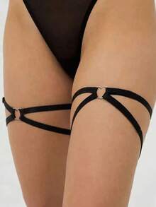 1/2pcs Sexy Women Heart Shaped Thigh Garter, Elastic Criss-Cross Leg Harness, Lingerie Suspender Accessory, Halloween, Valentine's Day Thigh Chain, Body Chain, Sexy Lingerie Accessory - one-size - View 4