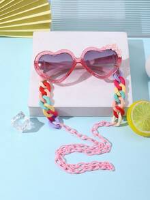 1件装 男孩女孩 9-12岁 聚碳酸酯心形镜框 儿童时尚眼镜 精致闪亮 适合户外活动、节日礼物。 - 彩色 - 查看 2