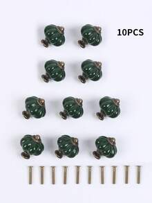 6pcs Vintage Dark Green Ceramic Cabinet Knobs, 1 Set Dresser Knobs, Drawer Pulls And Handles With Mounting Screws - Dark Green - View 10