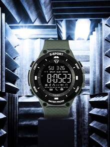1pc TOMI Simple American Style Outdoor Sports Electronic Watch For Children, Youth, Students, Suitable For Daily Life, Halloween, Back To School - Green - View 1