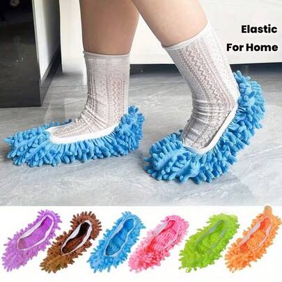 8pcs Reusable Mop Slippers, Floor Cleaning Slippers, Floor Wiping Slippers, Cleaning Cloths, Super Microfiber Dust Mop Covers, Random Colors, Suitable For Floor Cleaning, Fit For Women, Men, Kids, Home, Office, Bathroom, Kitchen, Shoe Accessories, Cleaning Tools