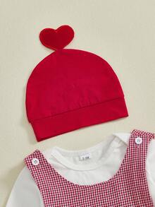Conjunto de 3 piezas de primavera para bebés y niños pequeños, mono de manga larga con mono y sombrero, ropa sencilla para festivales de ocio, ideal para 0 a 18 meses. - Blanco - Ver 9