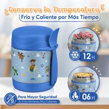Disney MAGMALIFE Contenedor Térmico para Alimentos MealGo , Toy Story 300ml (10oz), Acero Inoxidable Doble Pared, Con Cuchara/Tenedor, Mantiene Frío y Caliente, Boquilla Ancha, Antiderrames, Ideal para Niños - Azul - Ver 5