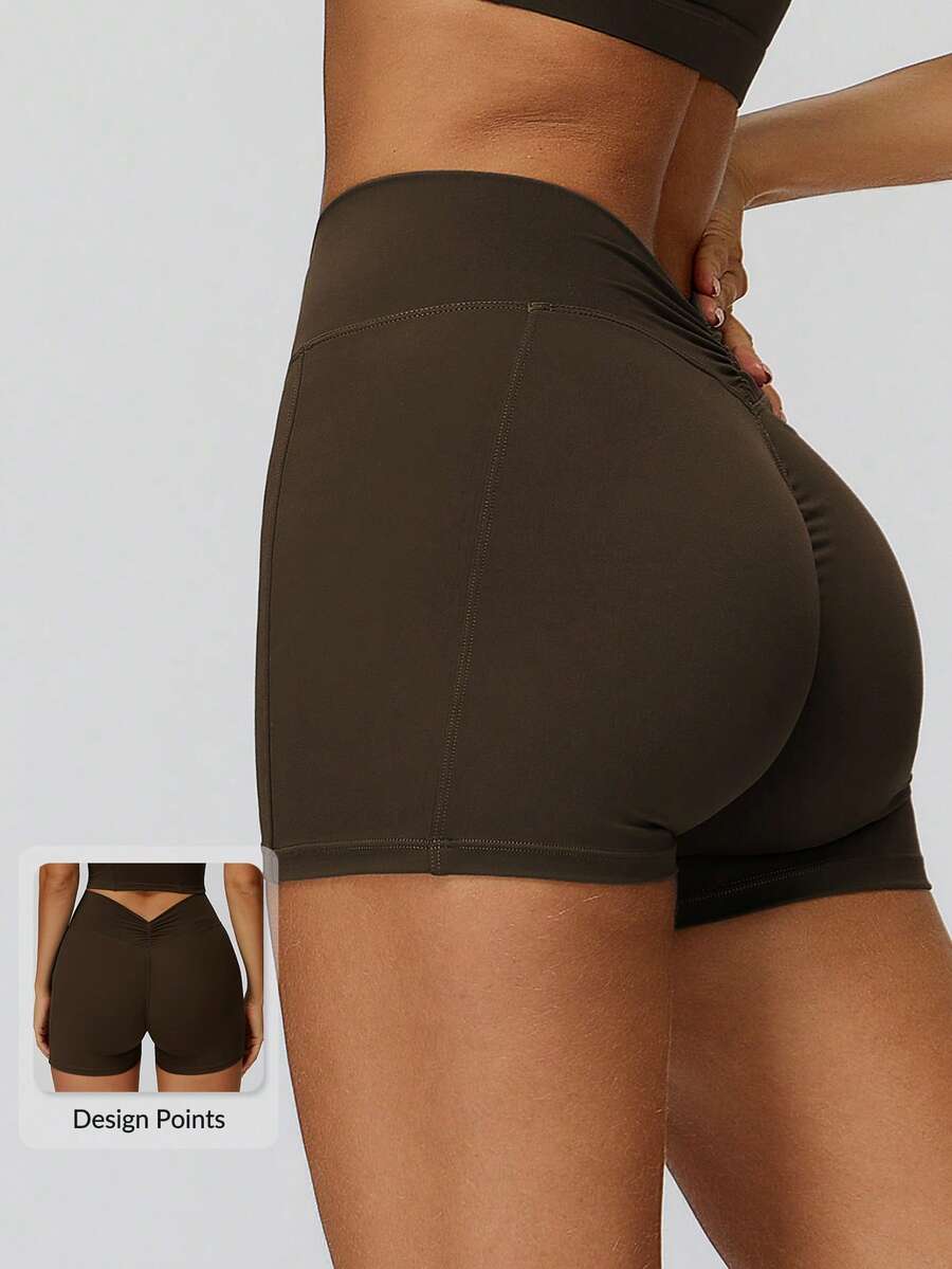 MASKERT Women's High-Waisted Sports Shorts, Slim-Fitting & Shape-Enhancing, Skin-Friendly & Comfortable, For Yoga, Fitness, Workout And Running