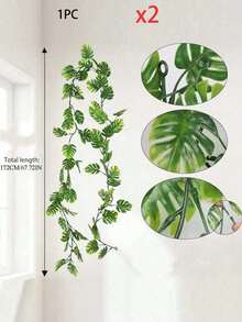 1/2片人造龟背竹叶，仿真绿萝常春藤，逼真热带棕榈叶花环，栩栩如生的仿真龟背竹叶，丛林叶植物，热带叶藤，无需浇水即可将自然带入室内，是家居、办公室、活动的理想装饰，不会枯萎或褪色，适用于卧室、房间、婚礼、室内/室外墙面装饰 - 彩色 - 查看 8